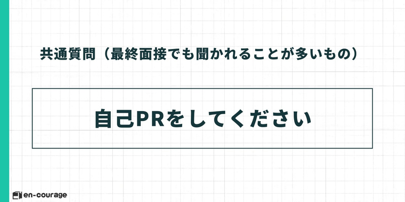 共通質問3。「自己PRをしてください」という強みを問うテキストスライド。