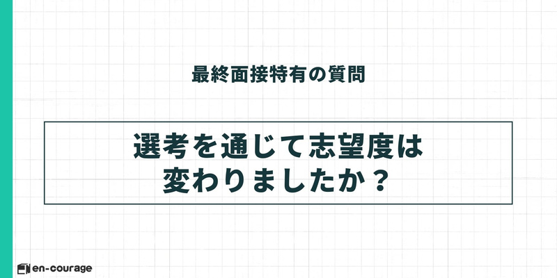 最終面接特有の質問 選考を通じて志望度は変わりましたか？